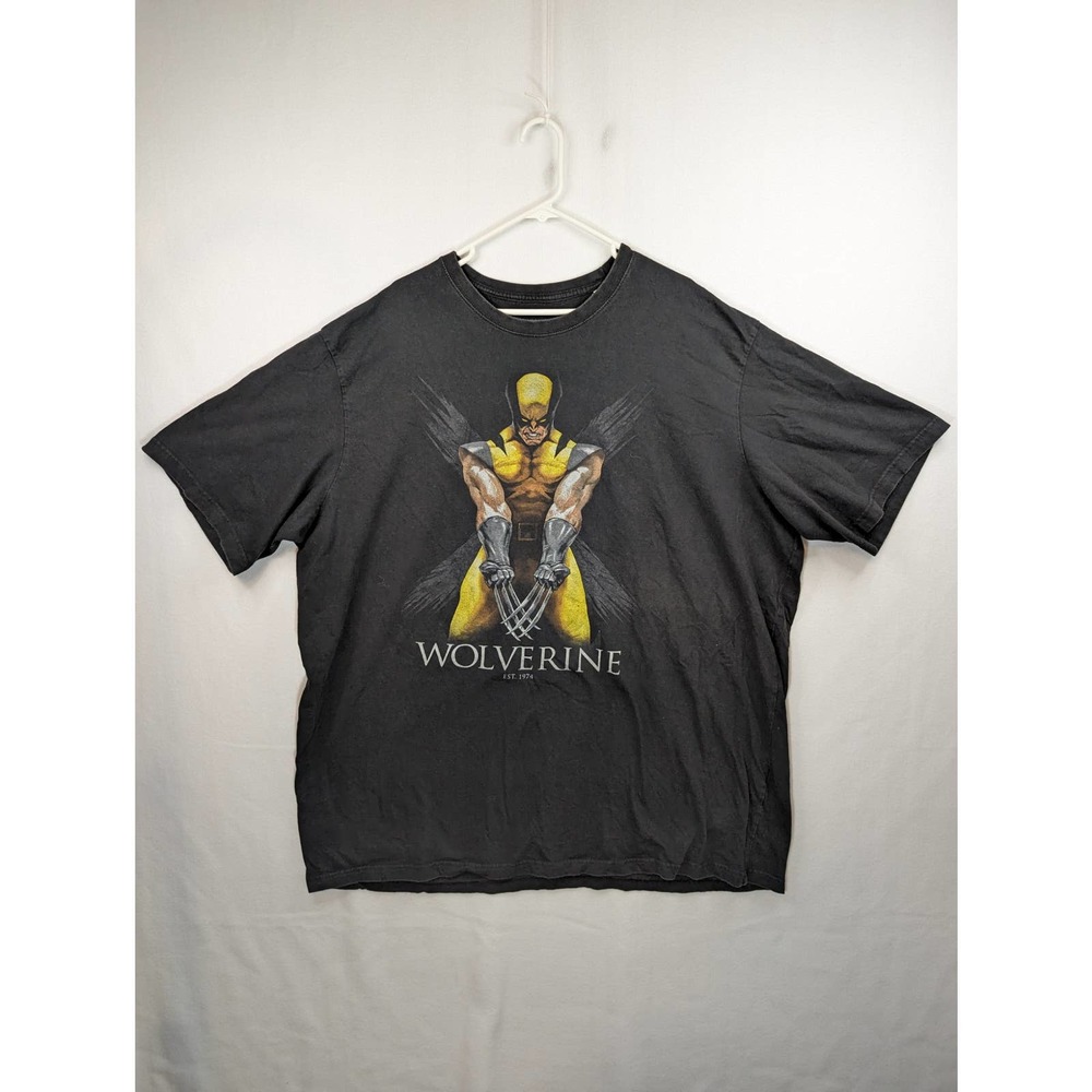 Mens Wolverine Marvel Comics X-Men Logan Est 1974 Black Sz 4XL T-Shirt Black